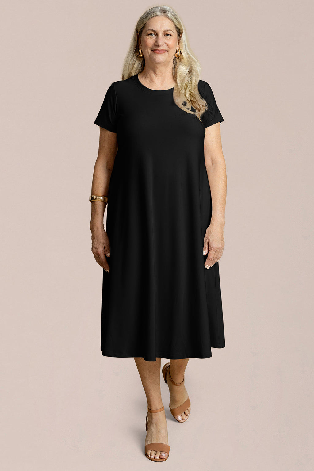 Fit & Flare Dress, Short Slv | Sympli Fit & Flare Dress, Short Slv | Sympli