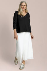 Pop V-Neck Top, 3/4 Slv