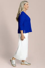 Pop V-Neck Top, 3/4 Slv