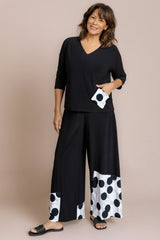 Wide Leg Crop, Blocked Print