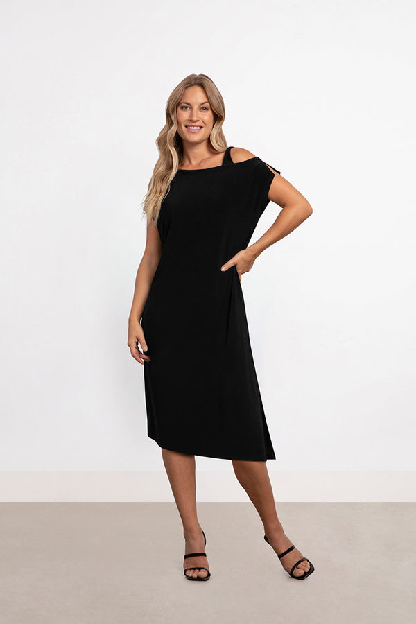 One Shoulder Boxy Dress | Black