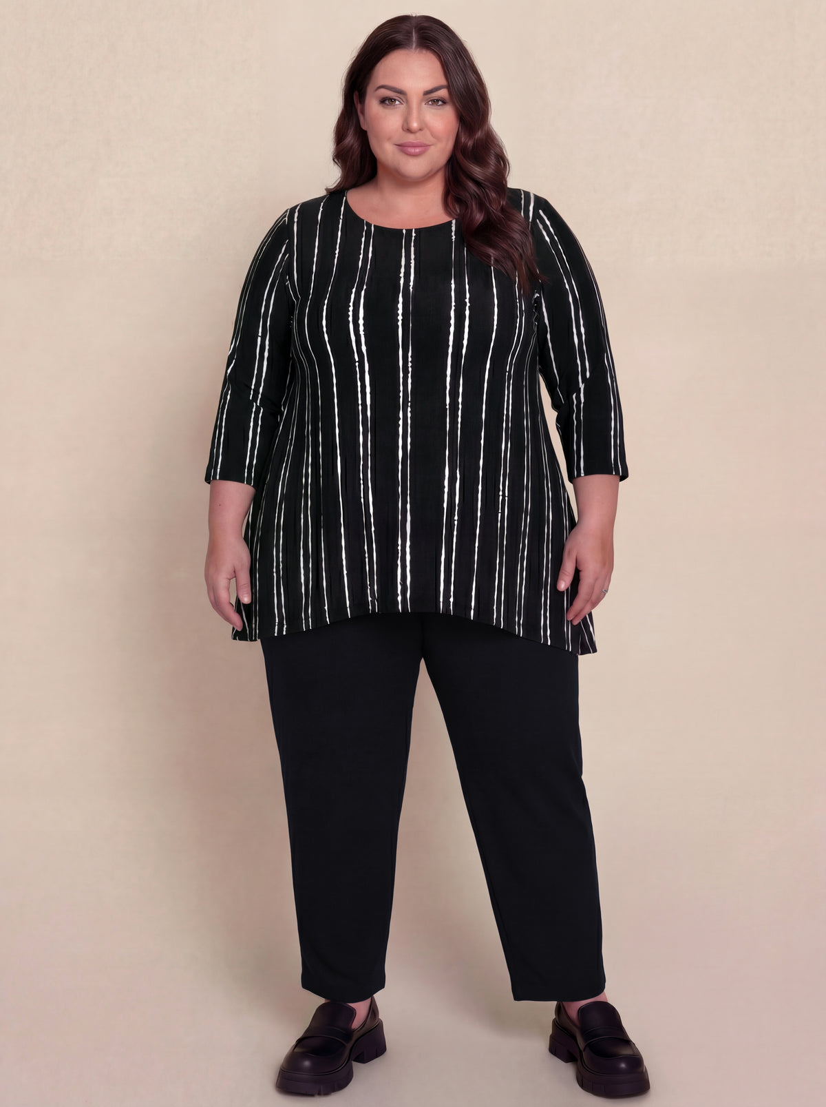 Go  To Low  Neck  T, Blocked Print