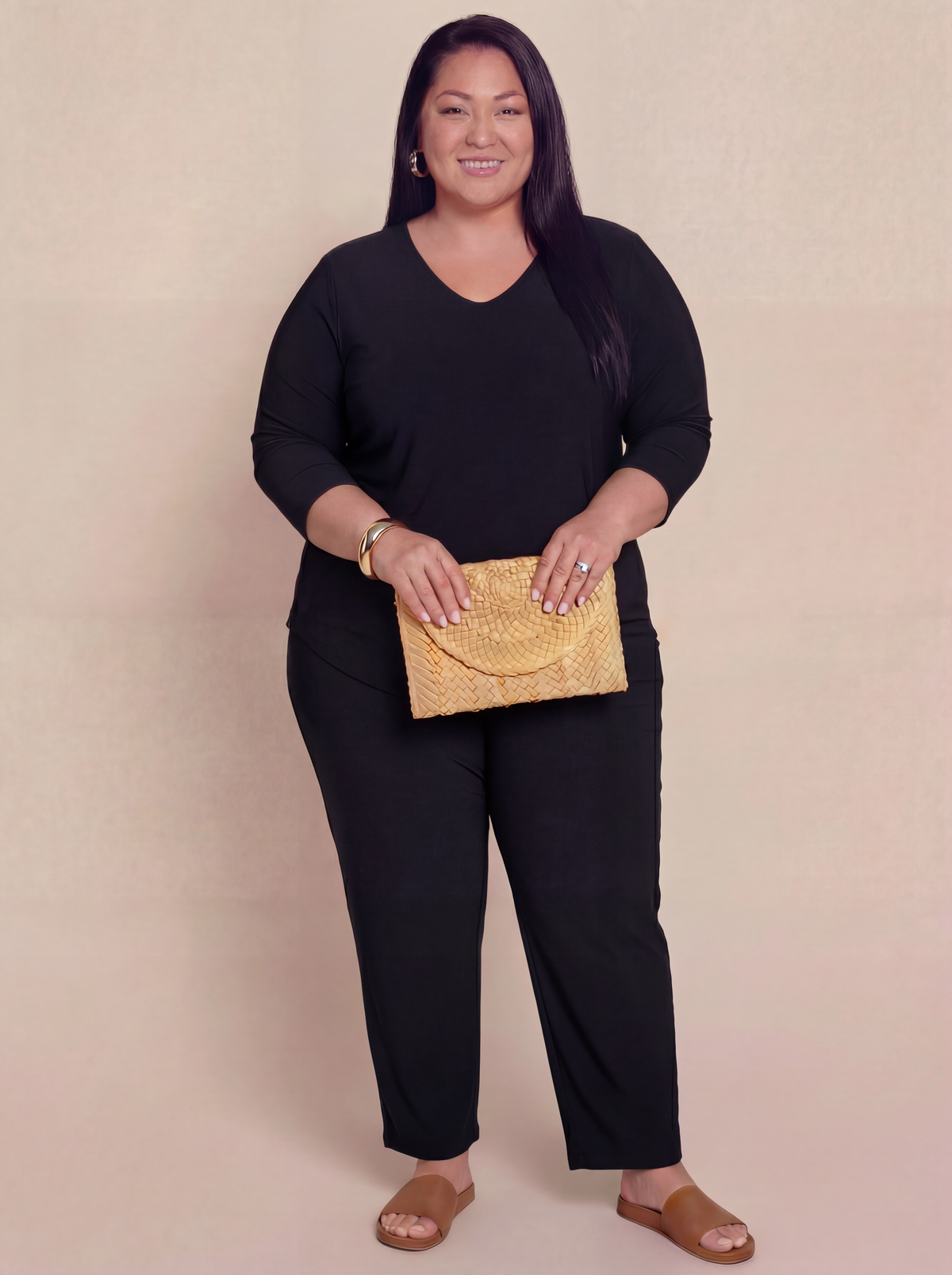 Go To Soft V-Neck Top, 3/4 Sleeve