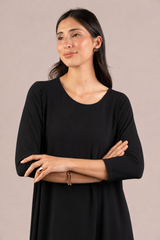 Go To Trapeze Dress 3/4 Sleeve