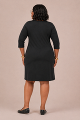 Go To Trapeze Dress 3/4 Sleeve - Plus