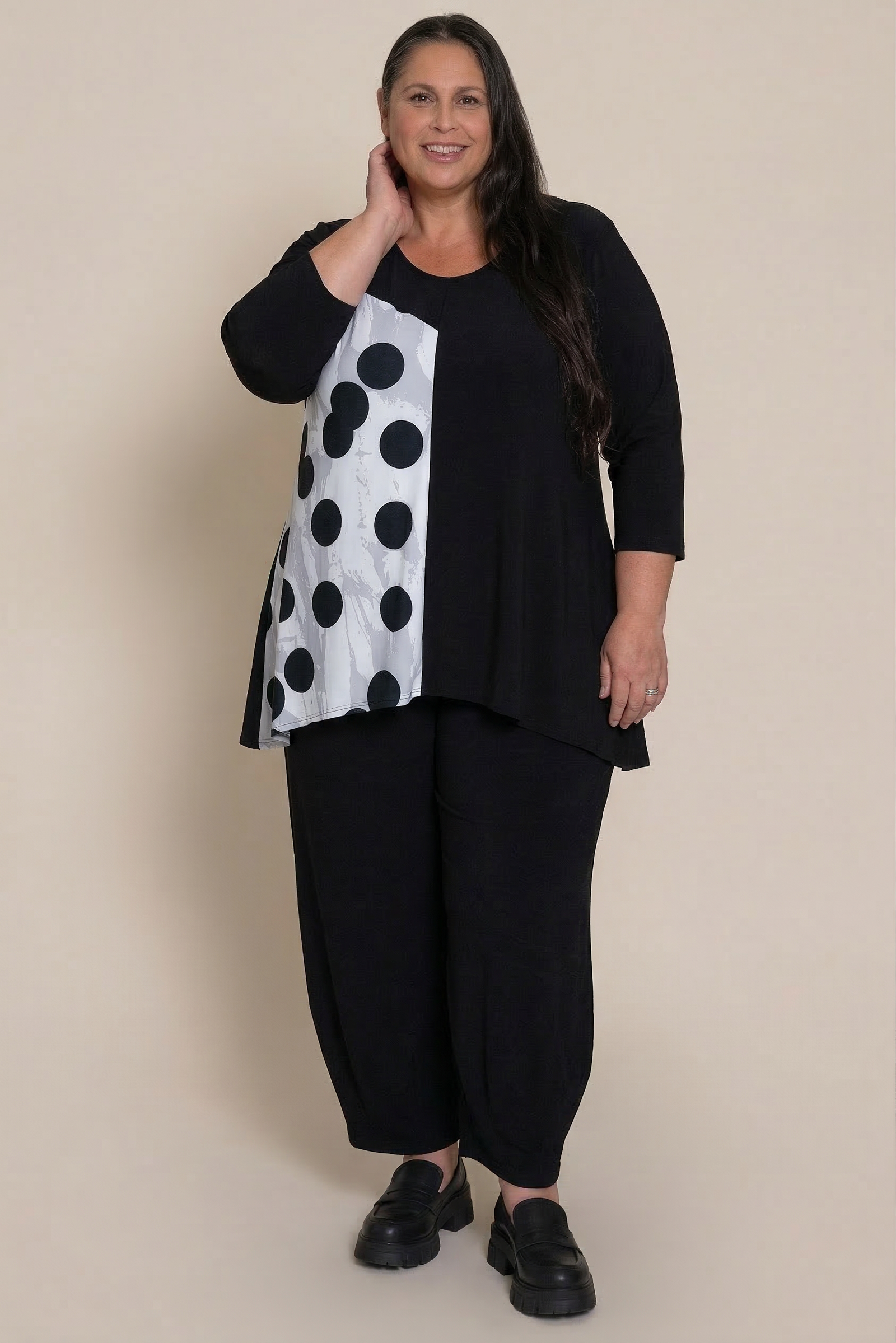 Go  To Low  Neck  T, Blocked Print