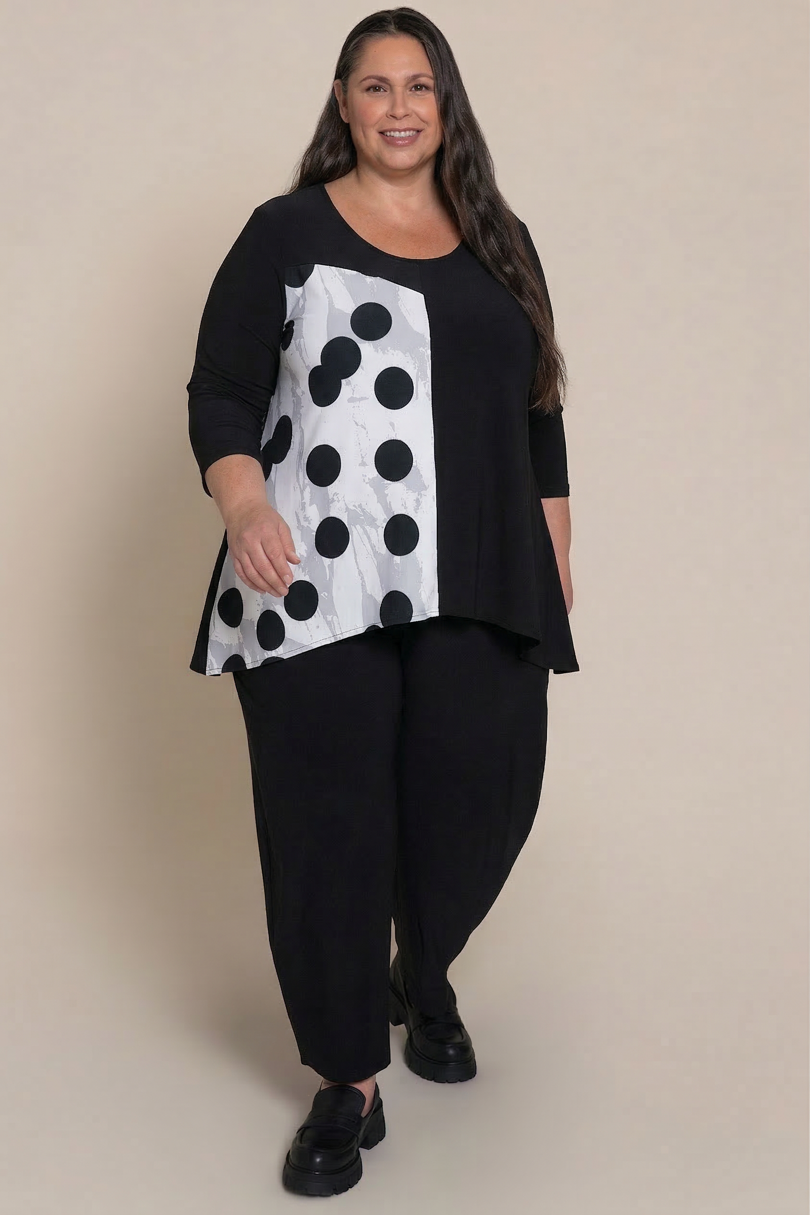 Go  To Low  Neck  T, Blocked Print