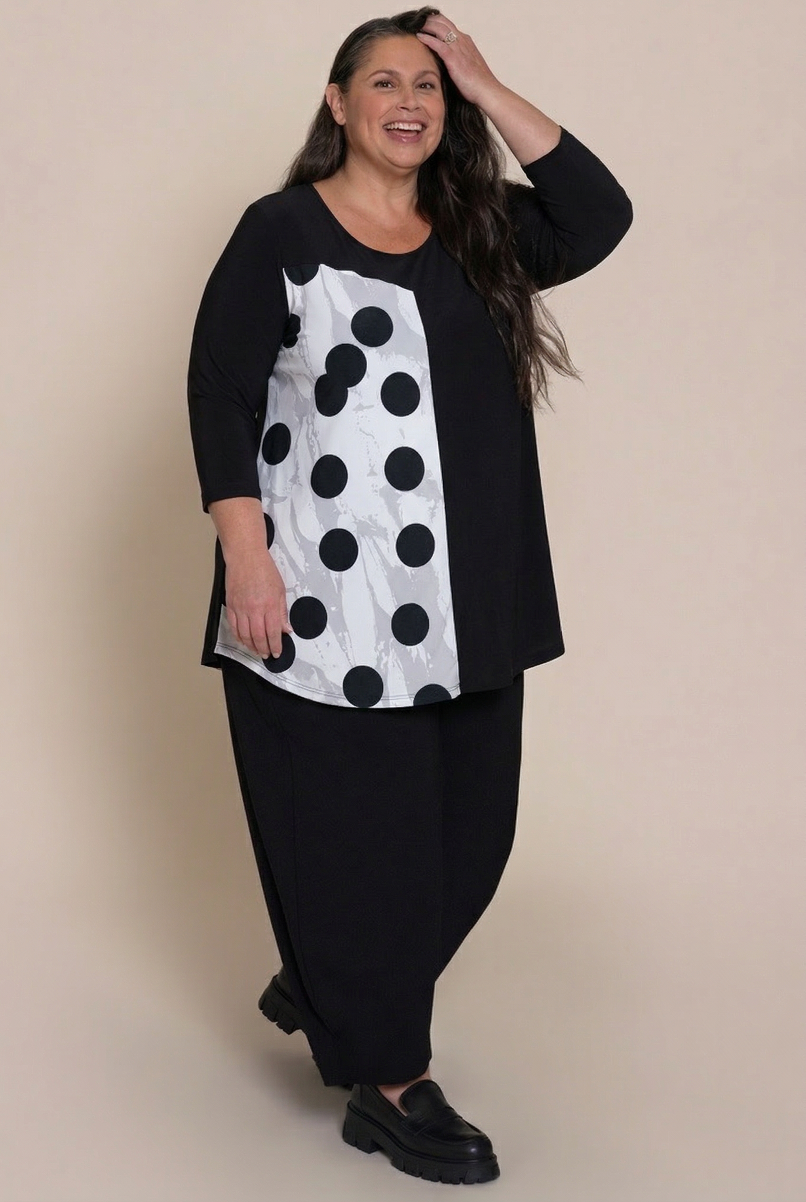 Go  To Low  Neck  T, Blocked Print