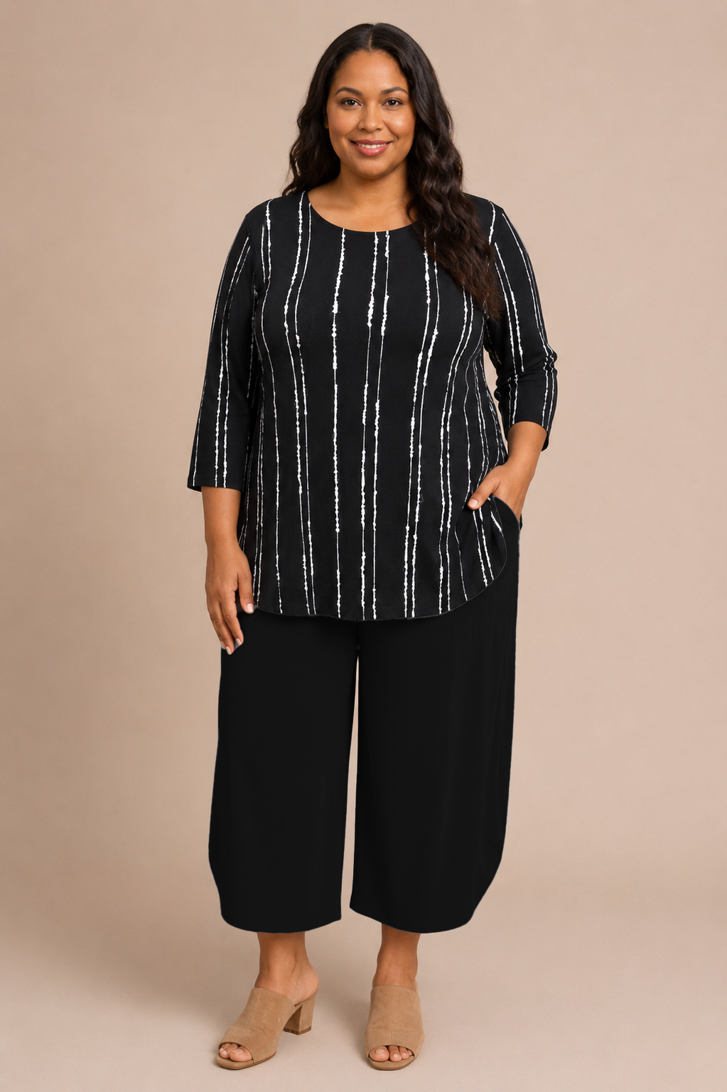 Go To Classic T Relax Print, 3/4 slv