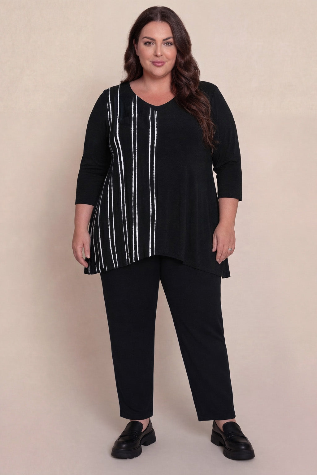 Go  To Low  Neck  T, Blocked Print
