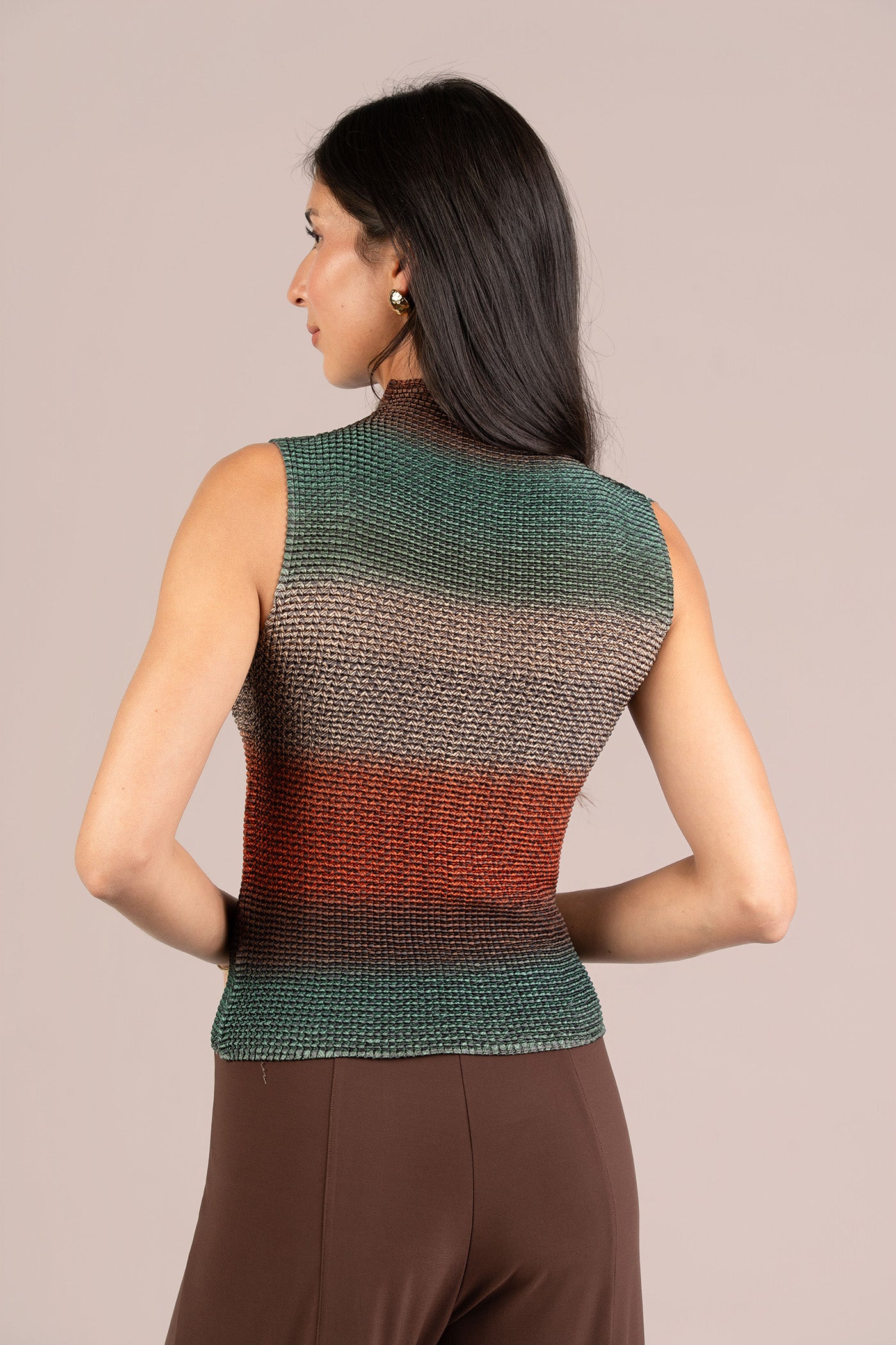 Plisse Mock Neck Tank, Print