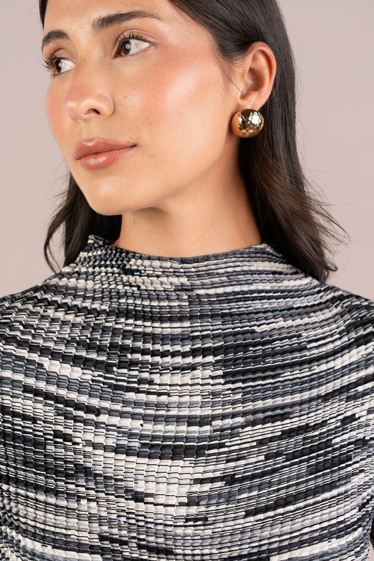 Plisse Mock Neck, Print
