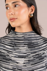 Plisse Mock Neck, Print
