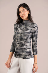 Plisse Mock Neck, Print