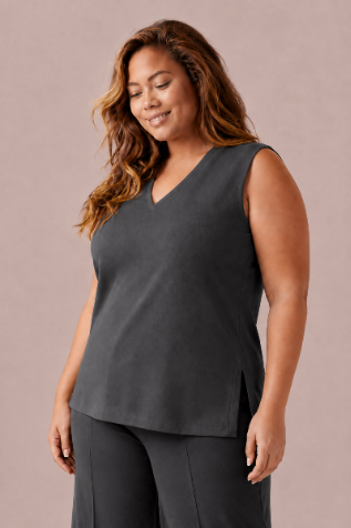 Narrow V-neck Tank, Plus