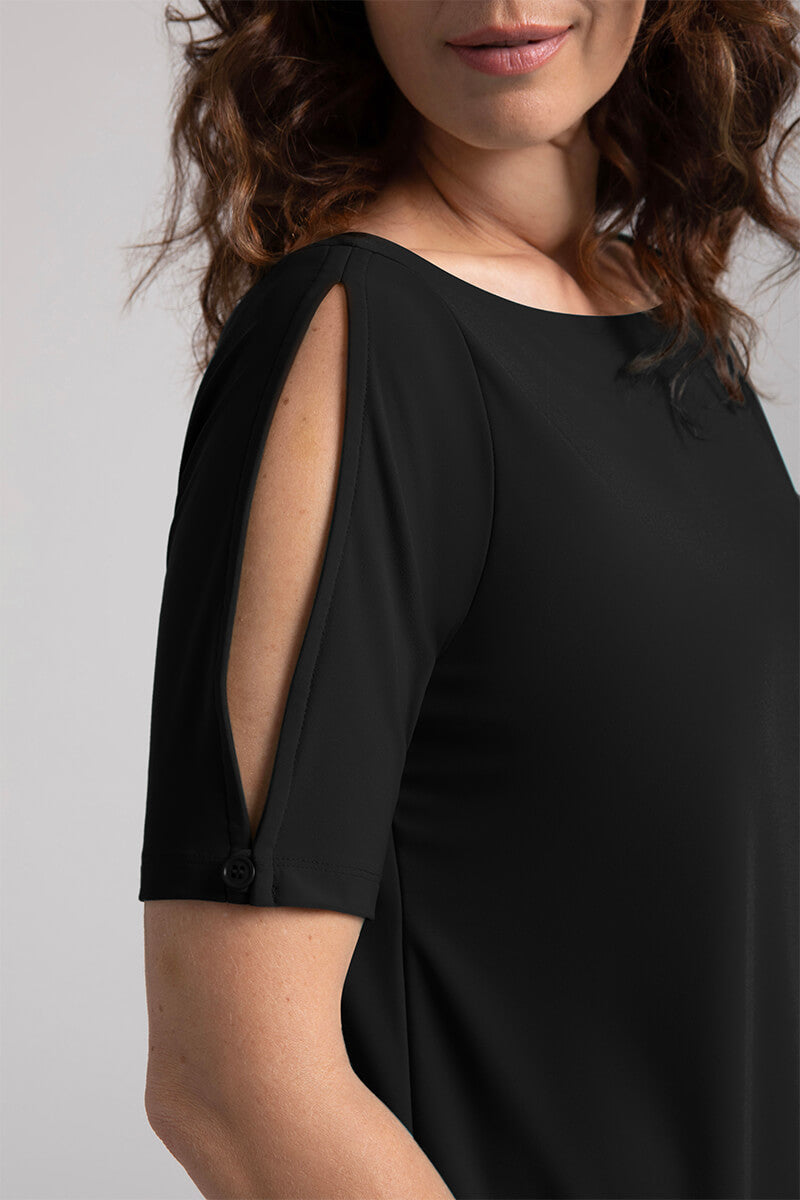 Boat Neck T Shirt Dress Black 12