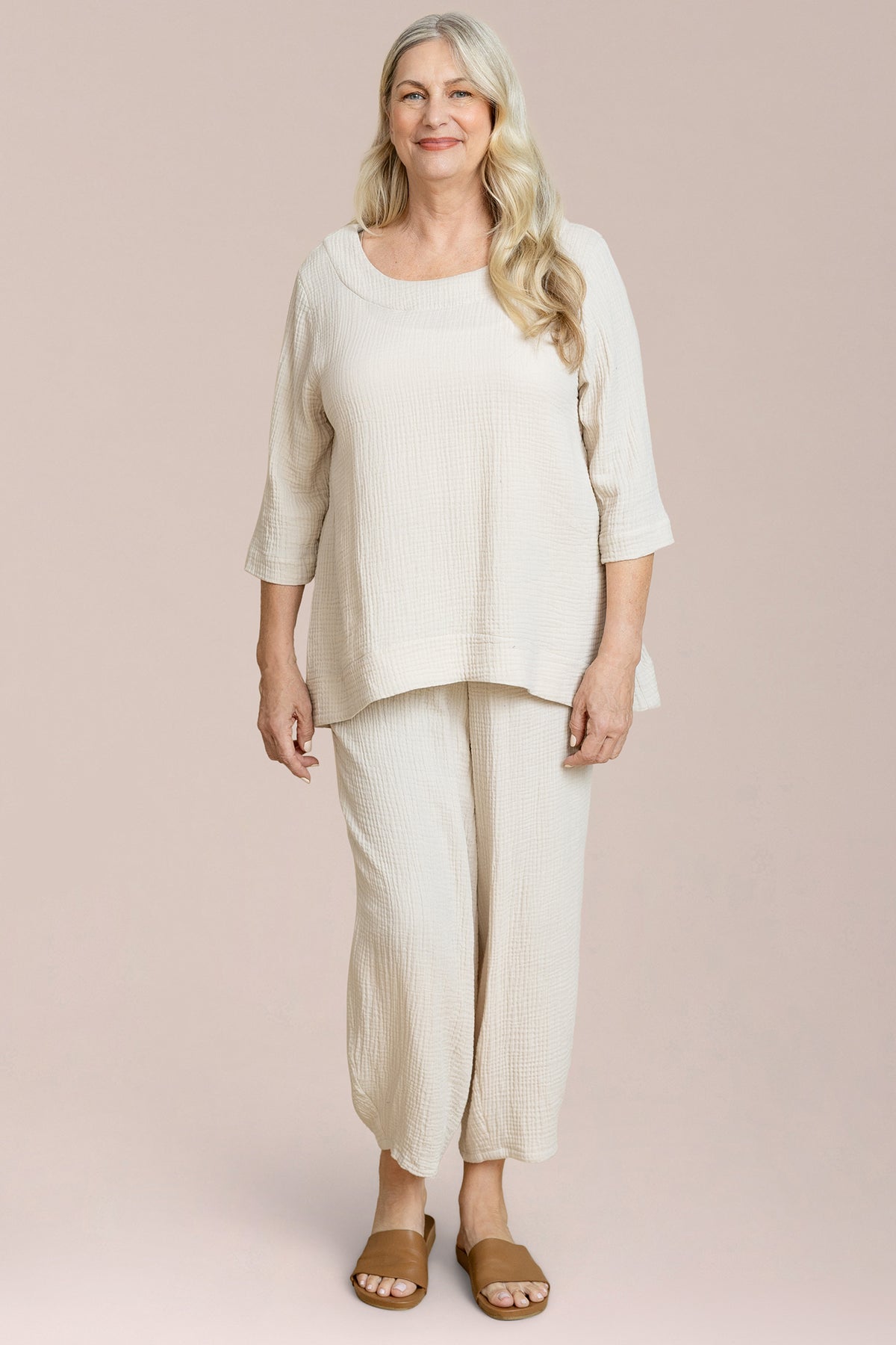 Breeze Nu Button Back Top, 3/4 Sleeve