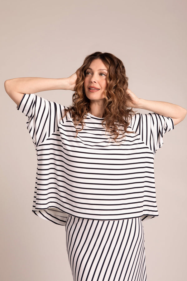 Breezy Raglan Top | Navy Stripe