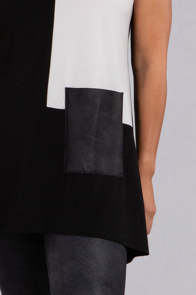 Colour Block Patch Pocket Sleeveless Tunic