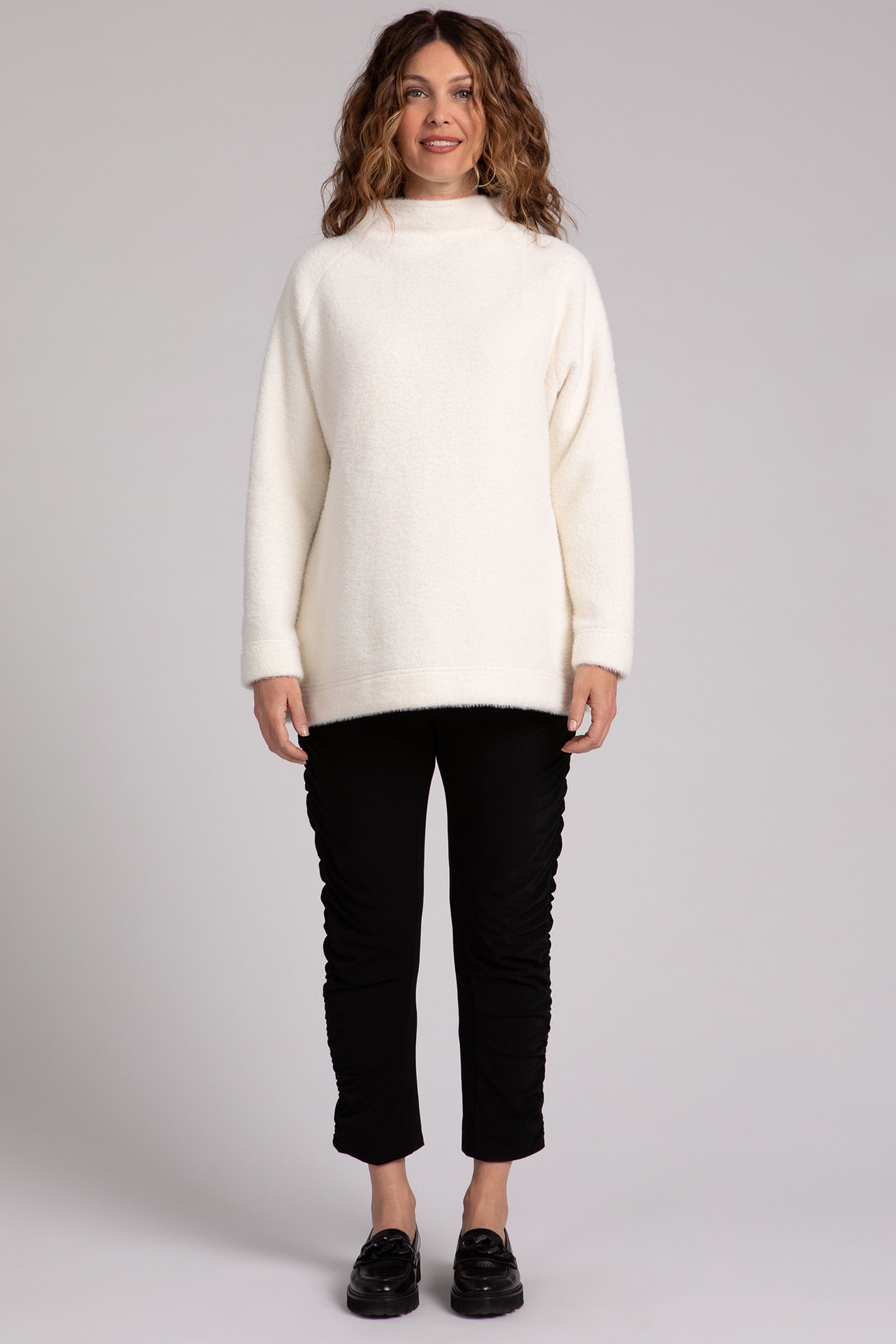 Cozy Funnel Neck Pullover Ivory Sympli