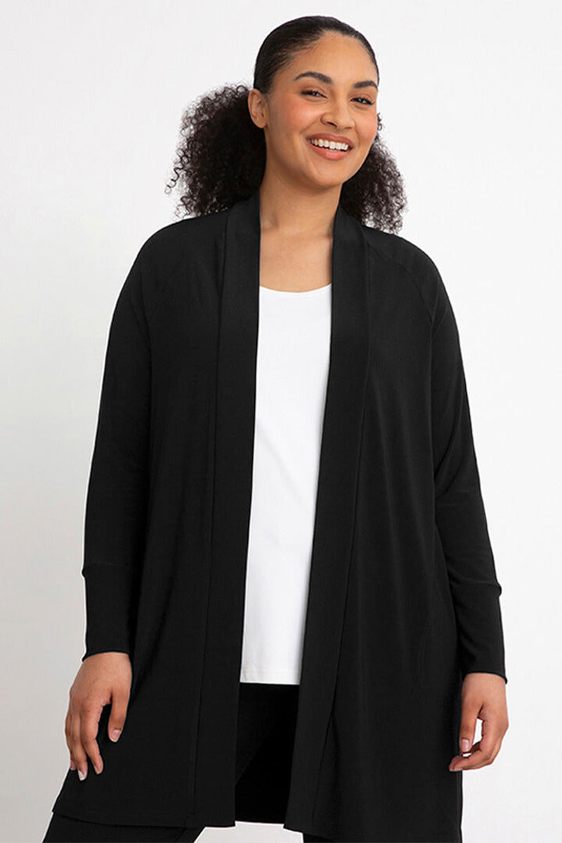 Plus size cheap black coatigan