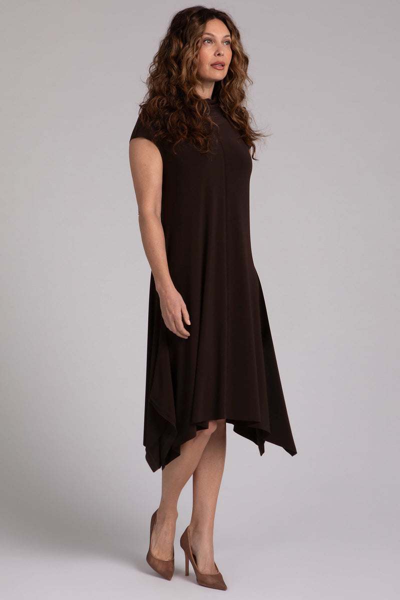 Flounce Funnel Neck Dress