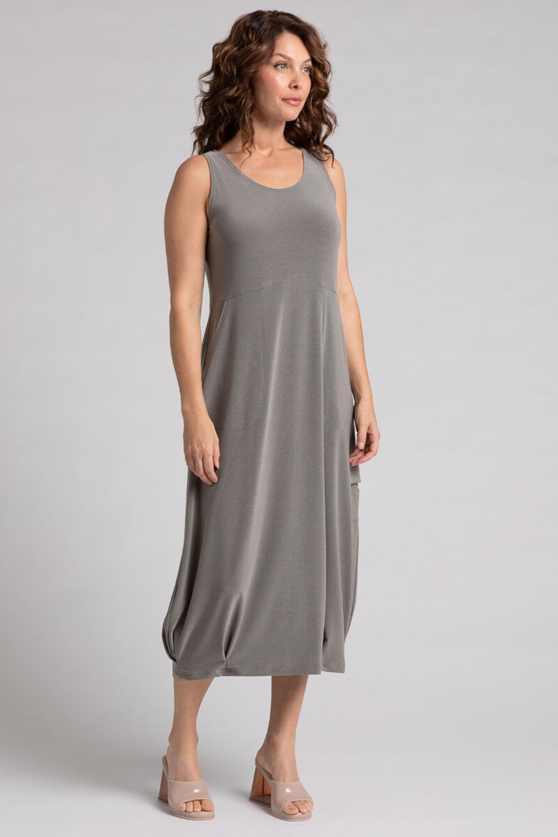 Nu Pleat Hem Tank Dress | Melange Sand