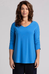 Revelry Top with Rusched Sleeve