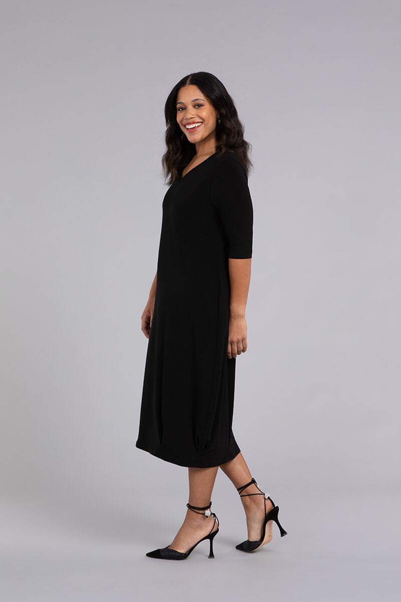 Reversible Narrow Lantern Dress | Black