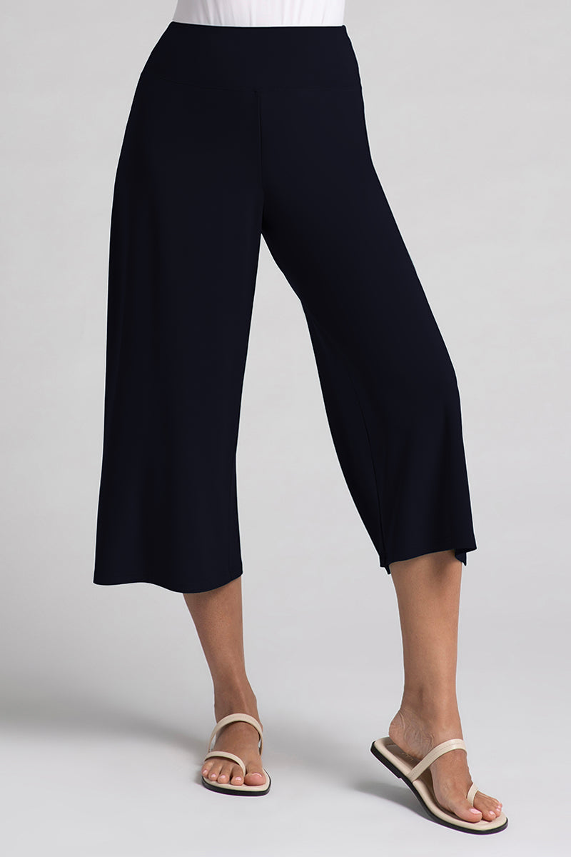 Women's Capri Pants, Hem Slit, Black