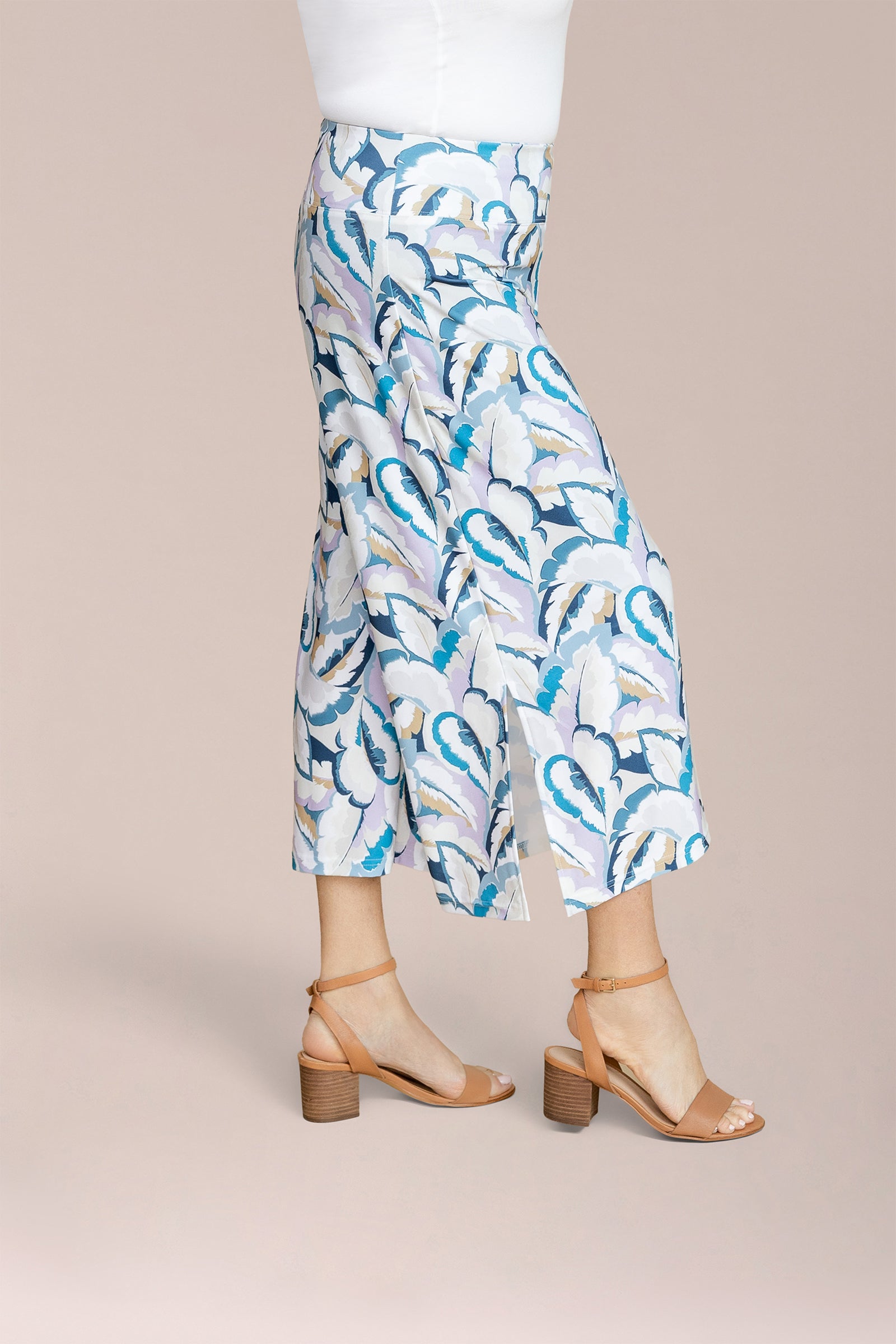 Side Slit Wide Capri, Print