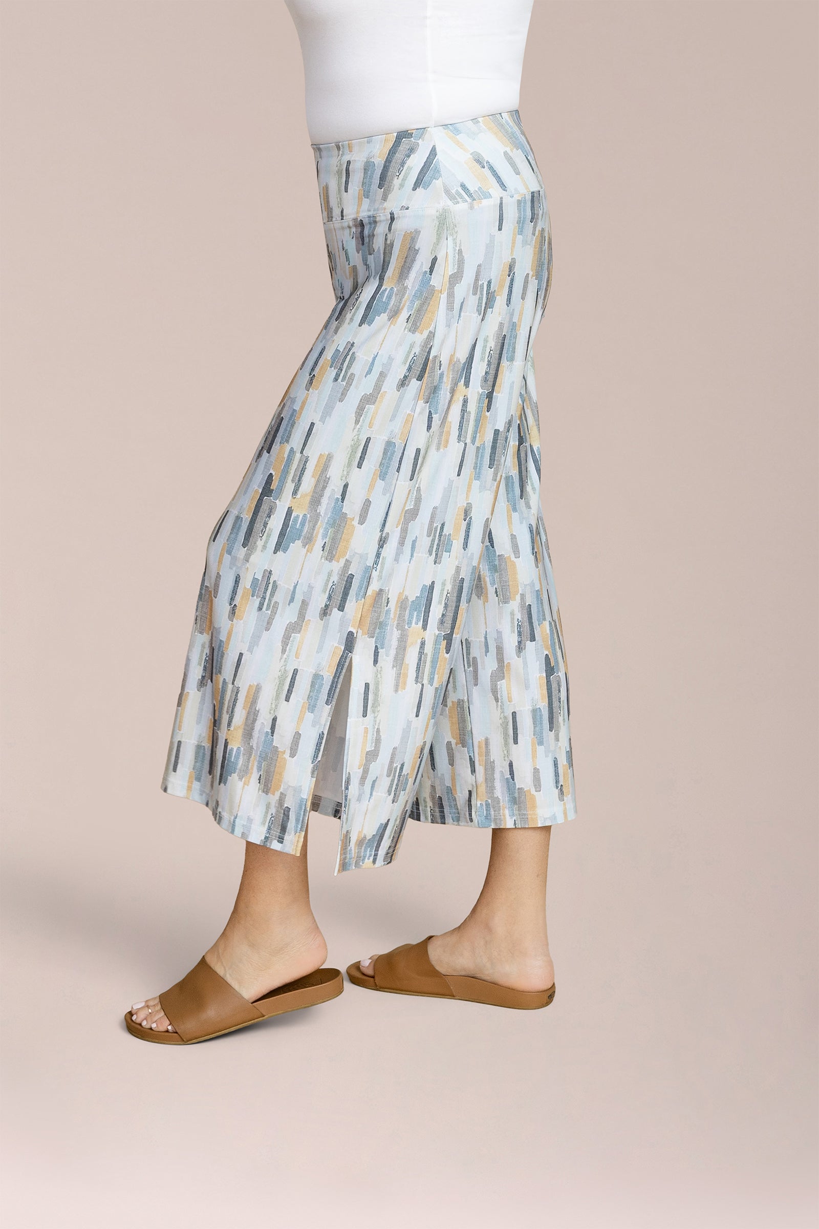 Side Slit Wide Capri, Print