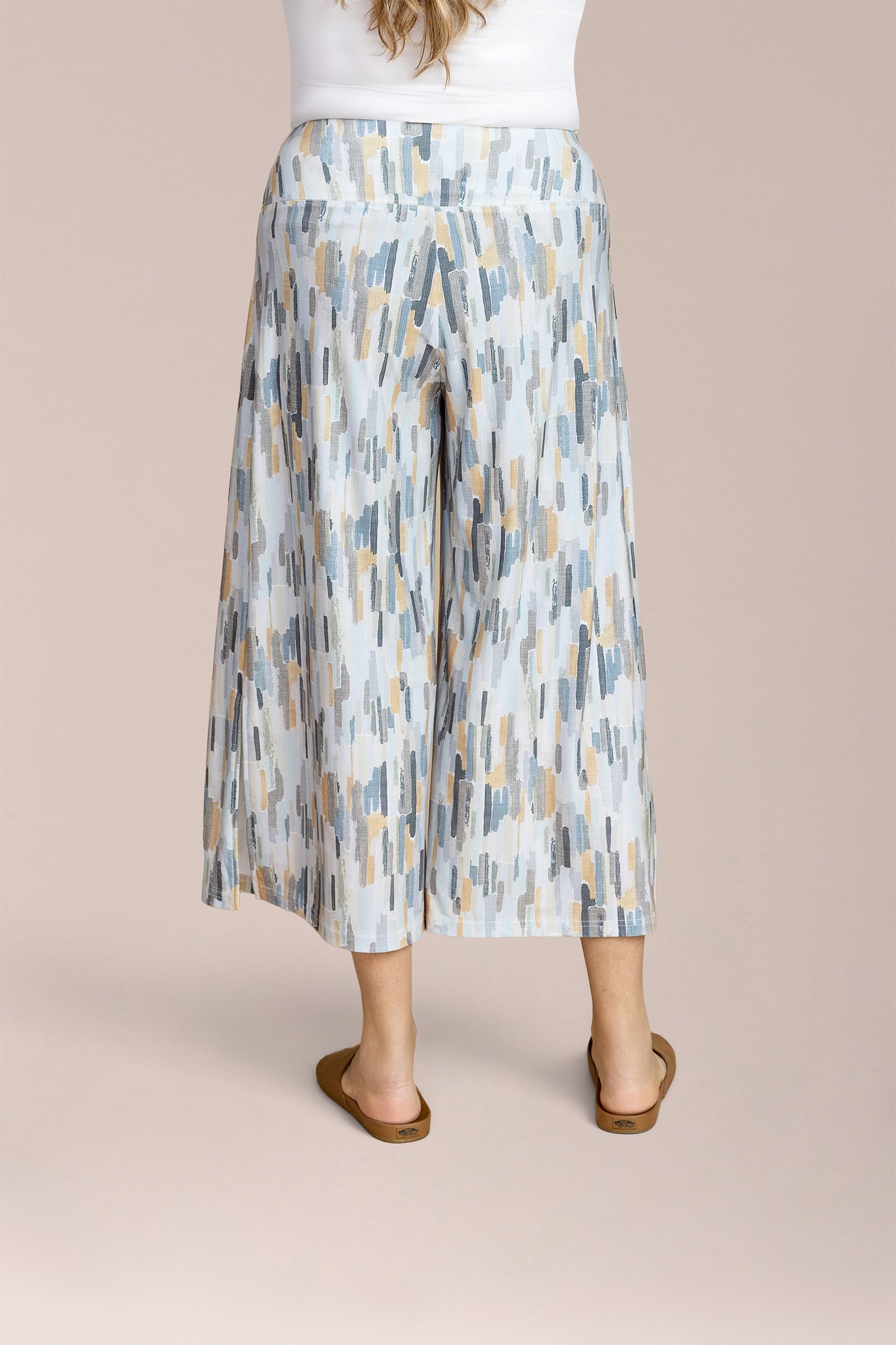 Side Slit Wide Capri, Print