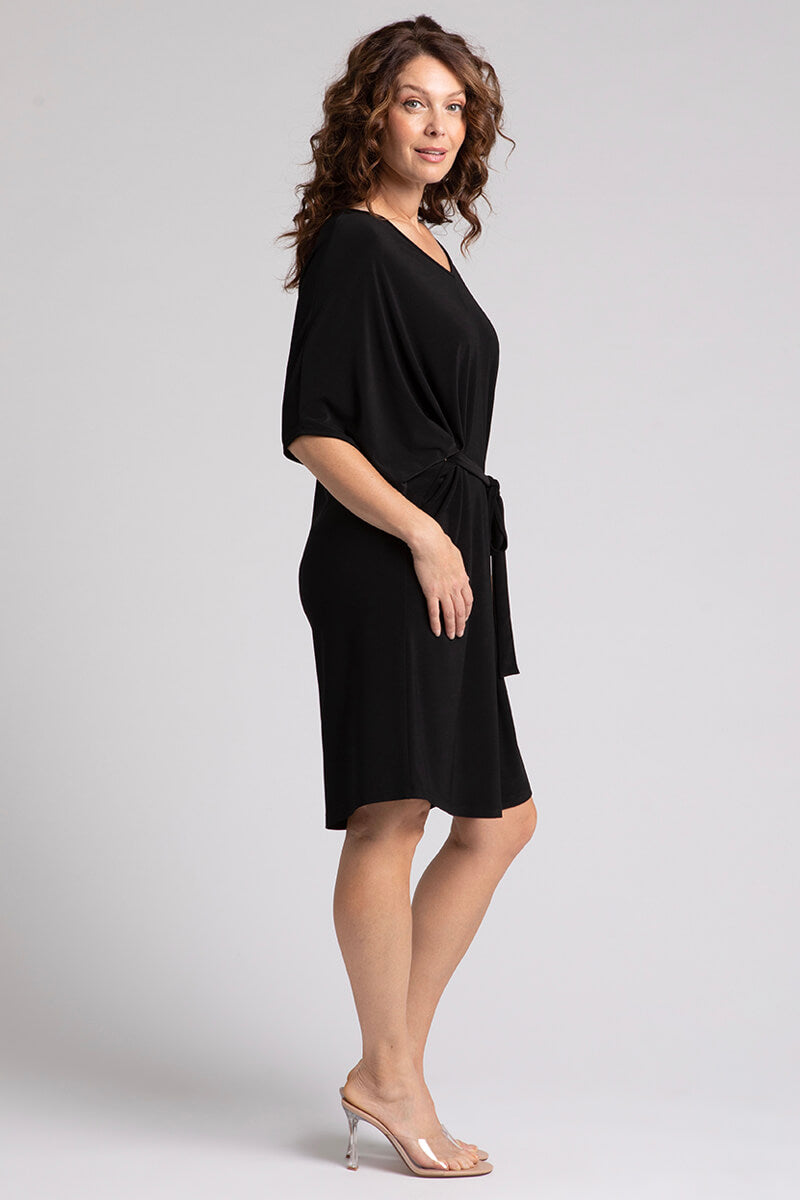 Black v neck dress short sleeve hotsell