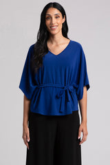 Slouchy V-Neck Top with Tie