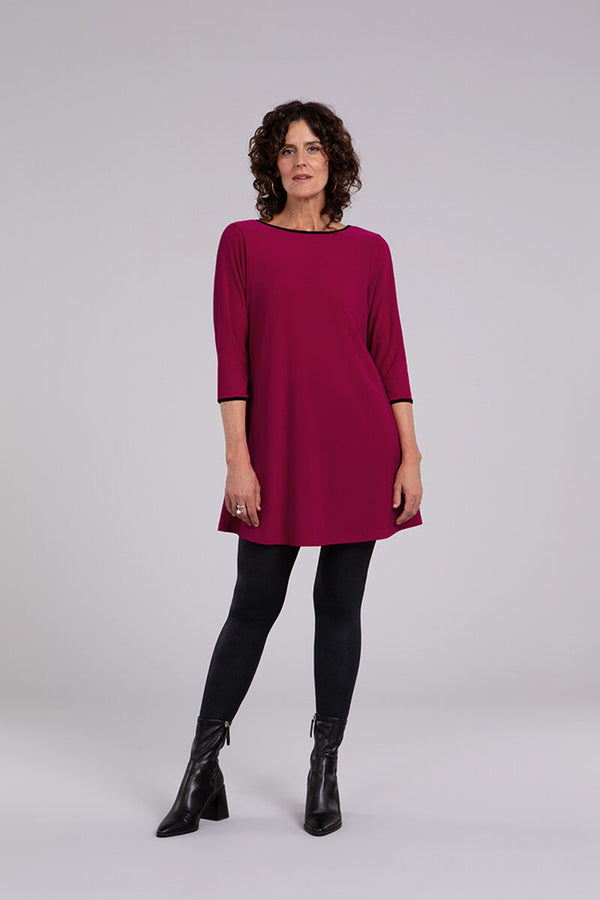Tipped Reversible Trapeze Tunic | Magenta/Blk