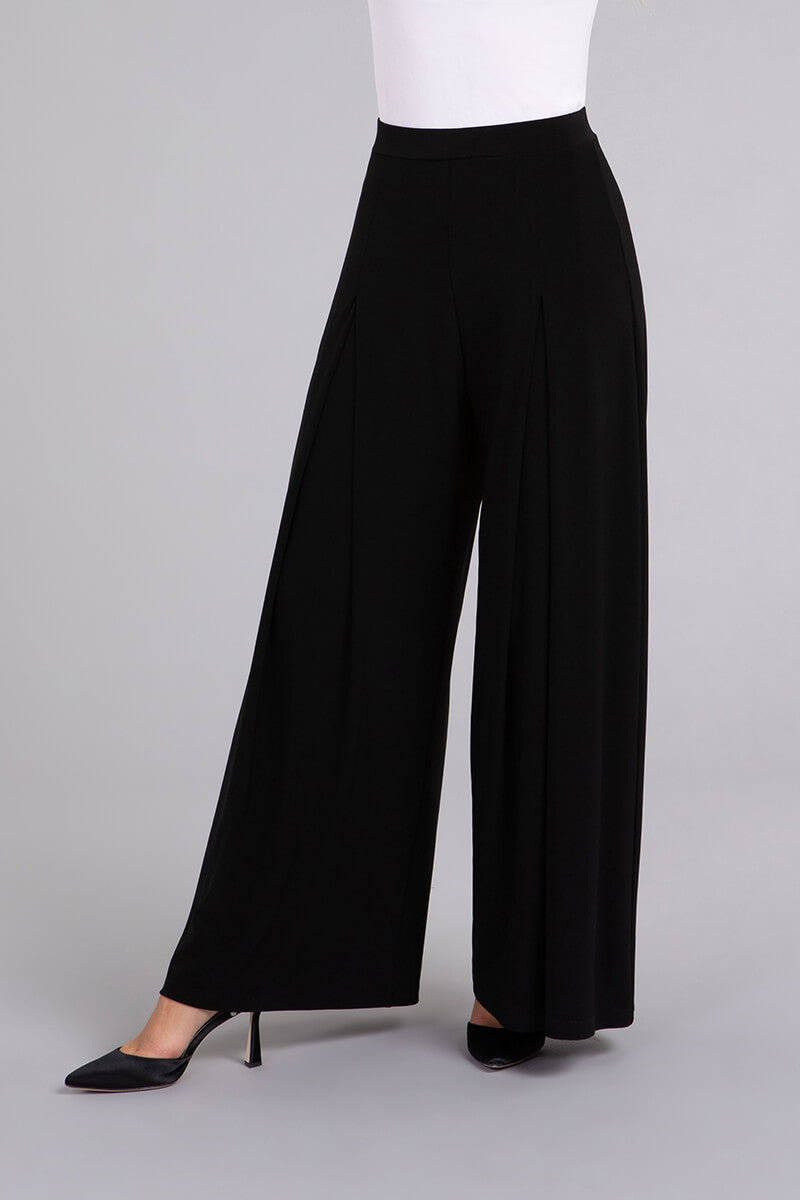 Wide Leg Pleated Trouser | Black | Sympli