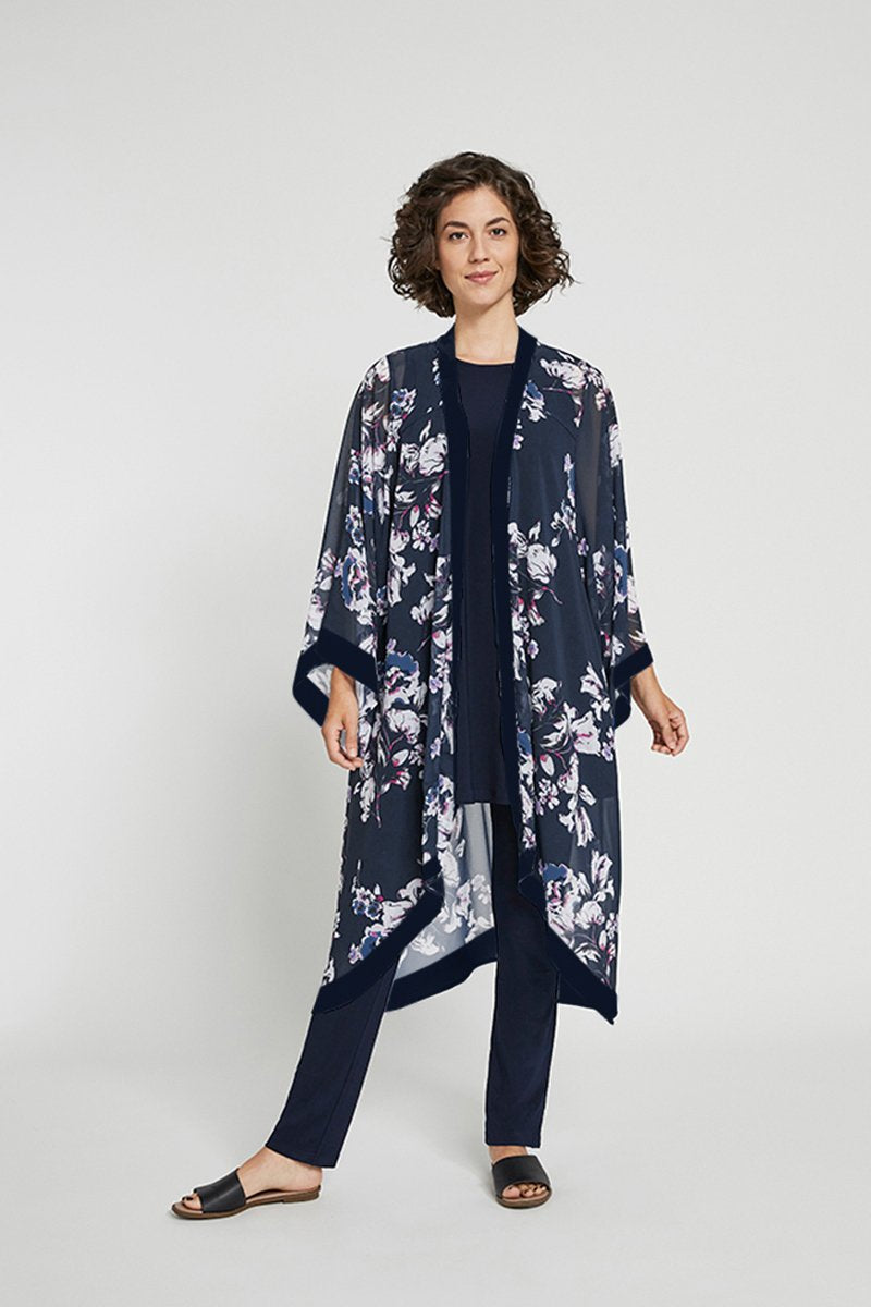 Blue floral kimono cardigan deals