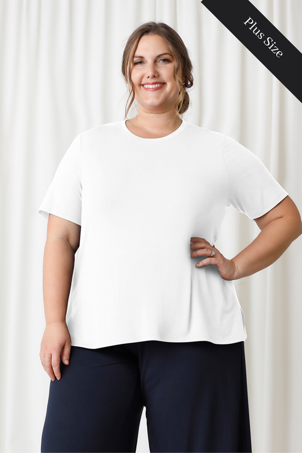 Bamboo Crew Neck T-Shirt Plus | White