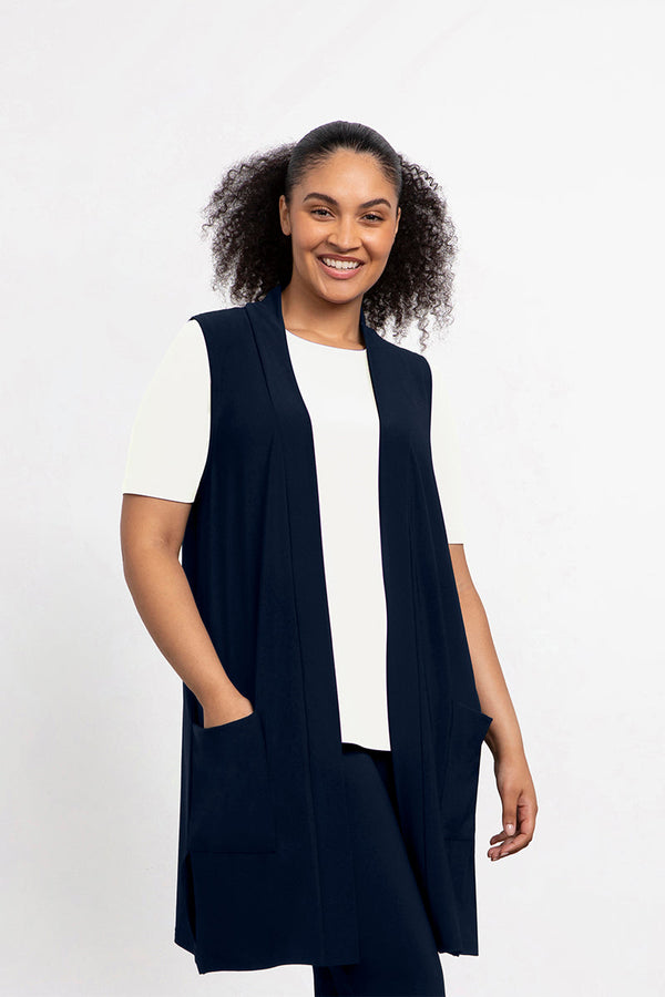 Essential Vest Midi | Navy