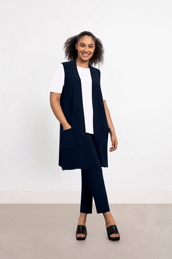 Essential Vest Midi | Navy