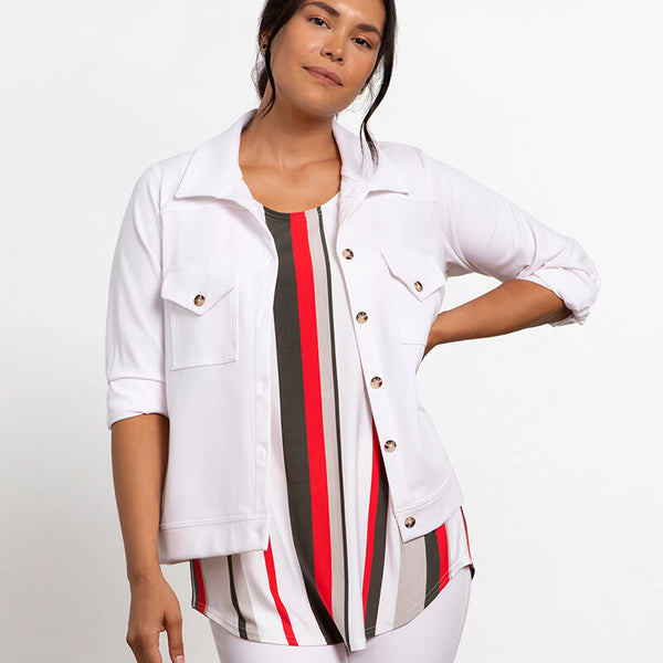 White short sleeve best sale jacket plus size