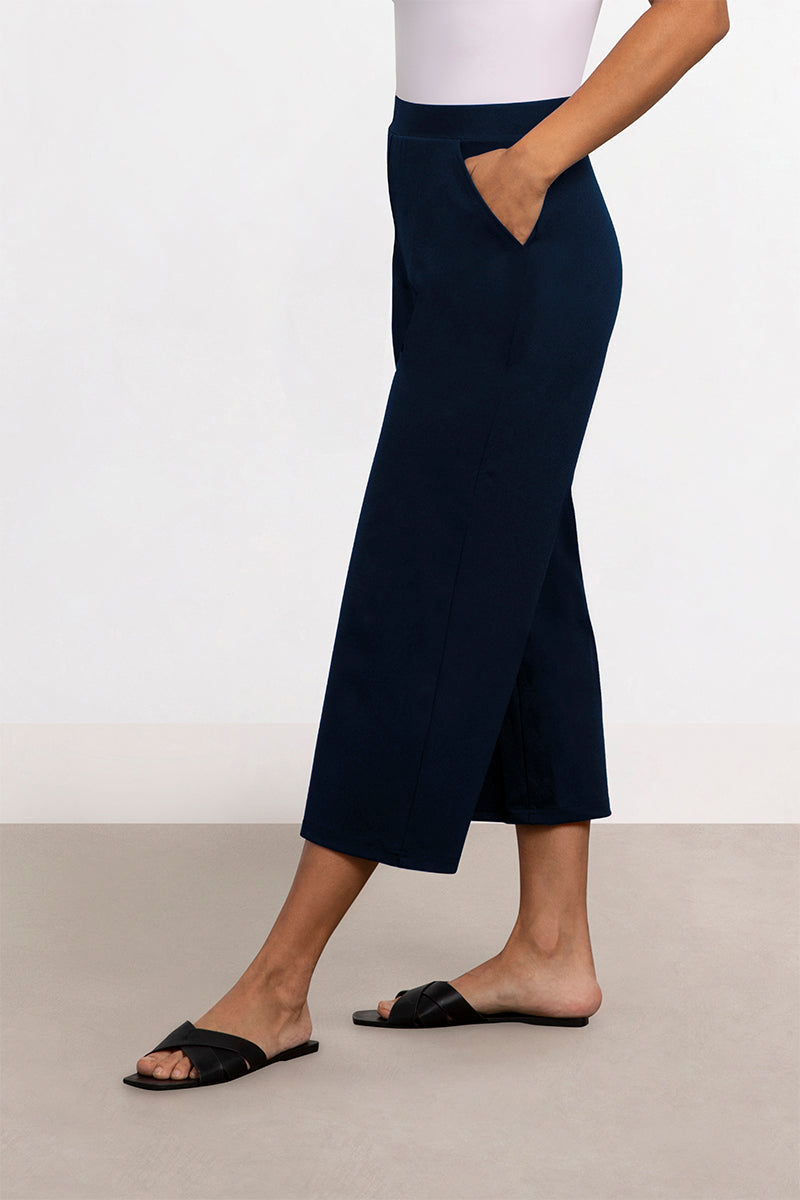 Lux Ponte Nu Wide Leg Crop Navy