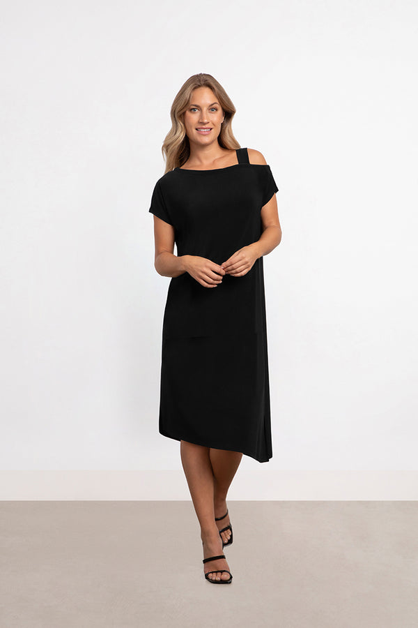 One Shoulder Boxy Dress | Black
