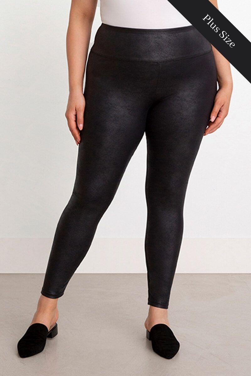 ICON APPAREL Womens Leggings Full Length Size 1X-2X Black Cotton Nylon  Spandex