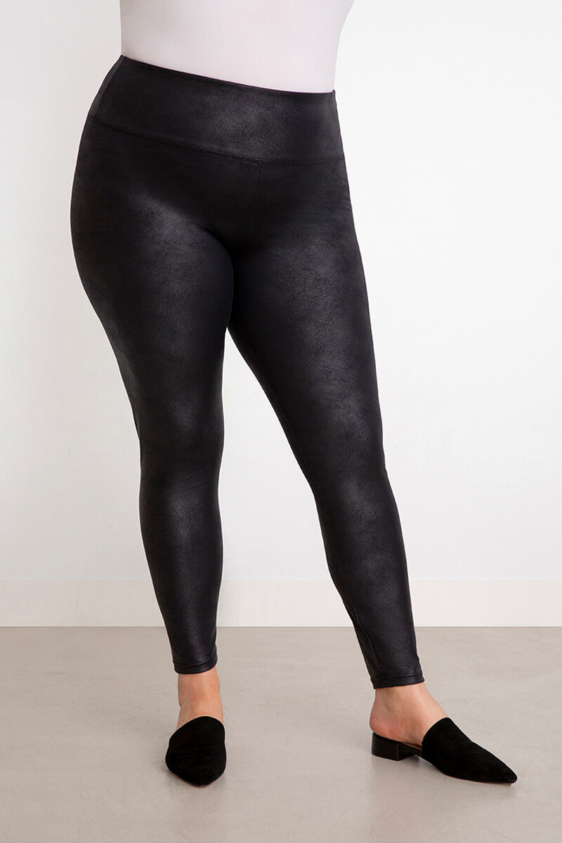 ICON APPAREL Womens Leggings Full Length Size 1X-2X Black Cotton Nylon  Spandex