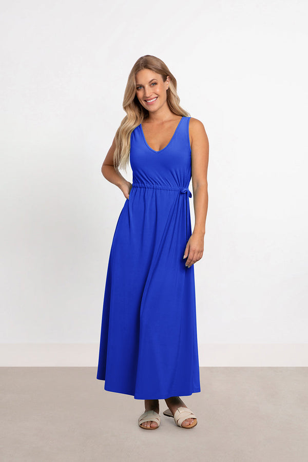 Sleeveless Reversible Tie Dress | Lapis