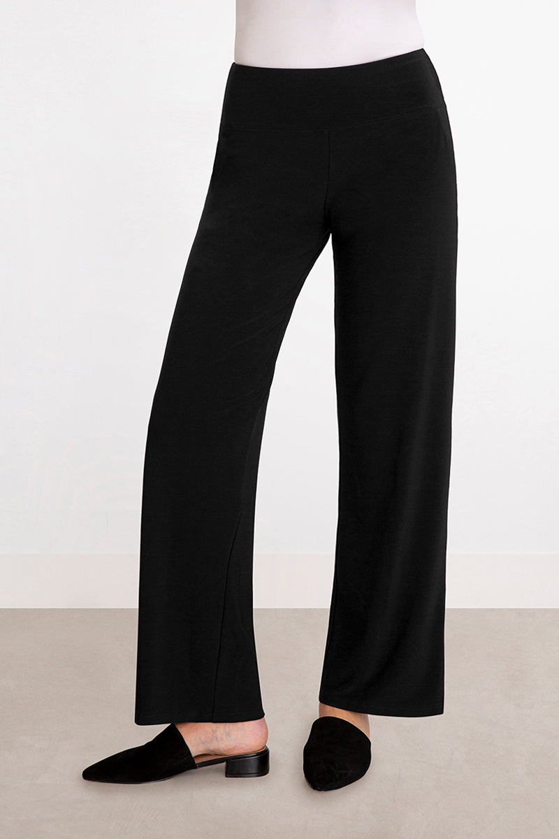 St. John Collection Straight Leg Pants - Black, 11.5 Rise Pants, Clothing  - STJ232517